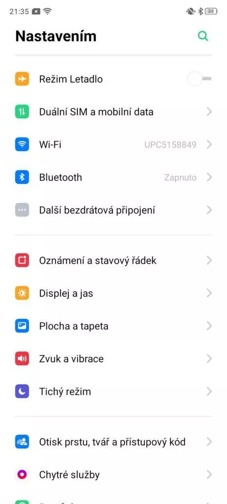 realme 5 nastaveni