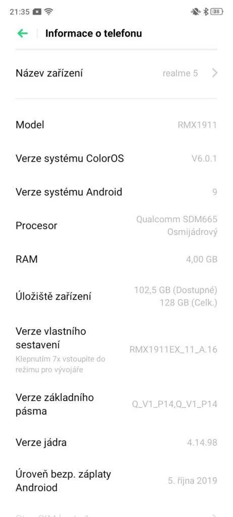 realme 5 o telefonu