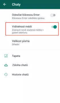 ukládání fotek whatsapp