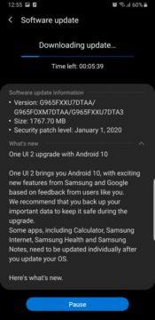 update Android 10 Samsung Galaxy S9 screenshot 1