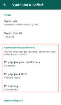 úspora dat whatsapp