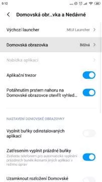 jak zapnout nabídku aplikací Xiaomi domovská obrazovka