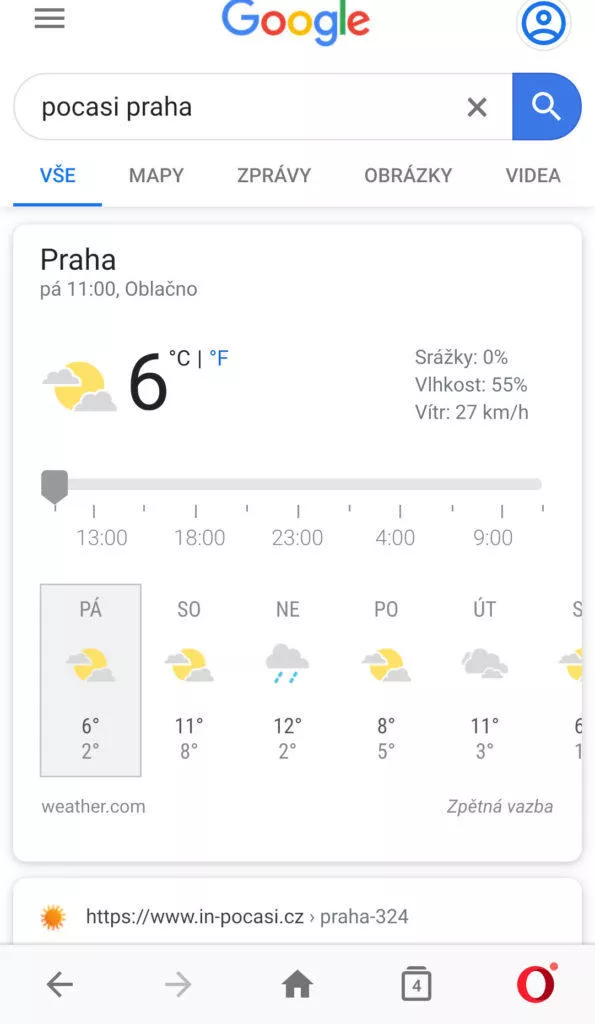 předpověď počasí