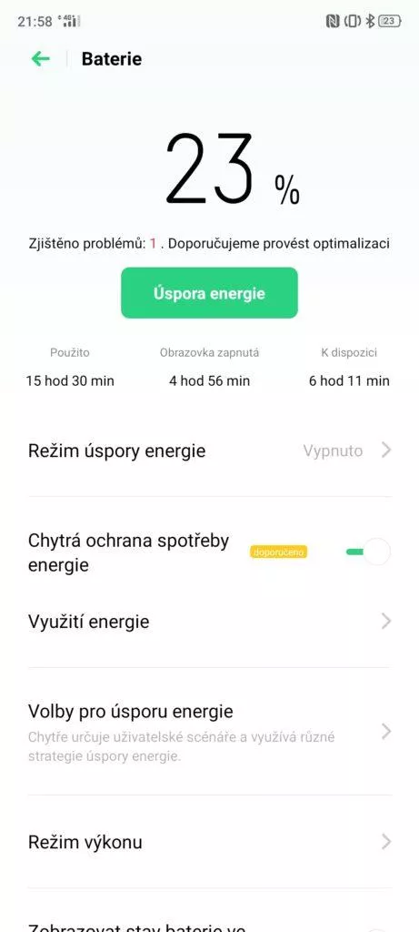 realme x2 pro spravce baterie