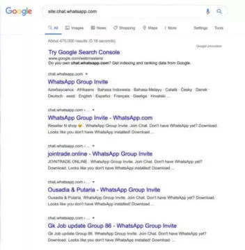 WhatsApp chyba screen vyhledávání Google