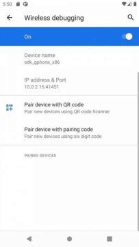 Android 11 Developer Preview 2 bezdrátové ADB