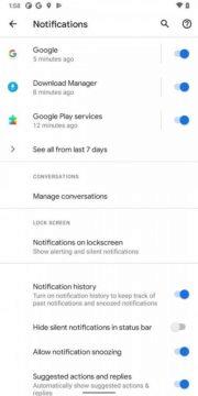 Android 11 Developer Preview 2 messaging nabídka 1