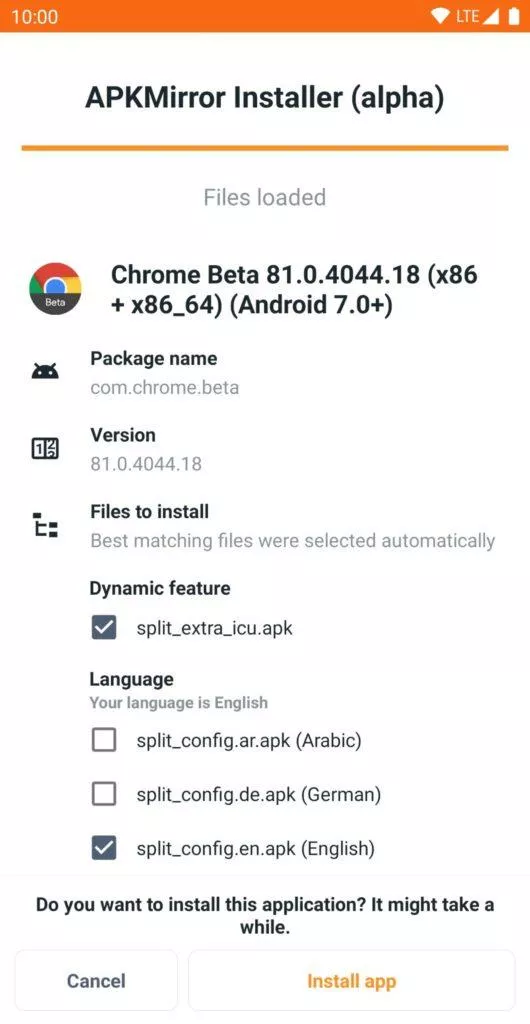 aplikace APKMirror Installer screen 3