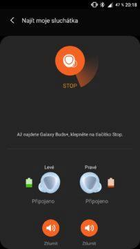 aplikace Galaxy Wearable hledání sluchátek