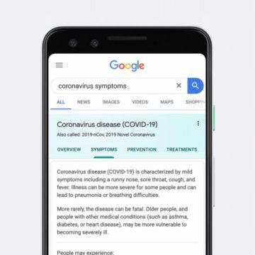 Google koronavirus Panel znalostí