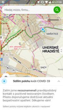 Mapy.cz koronavirus sledování screen 3