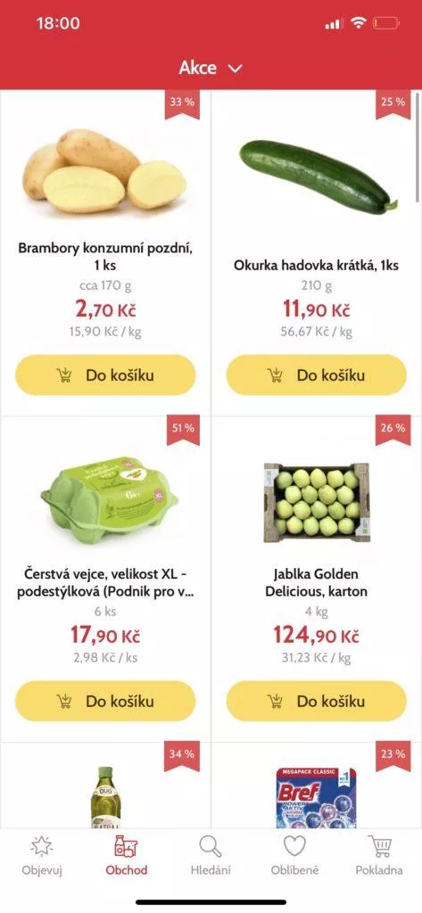 nákup potravin online přes internet