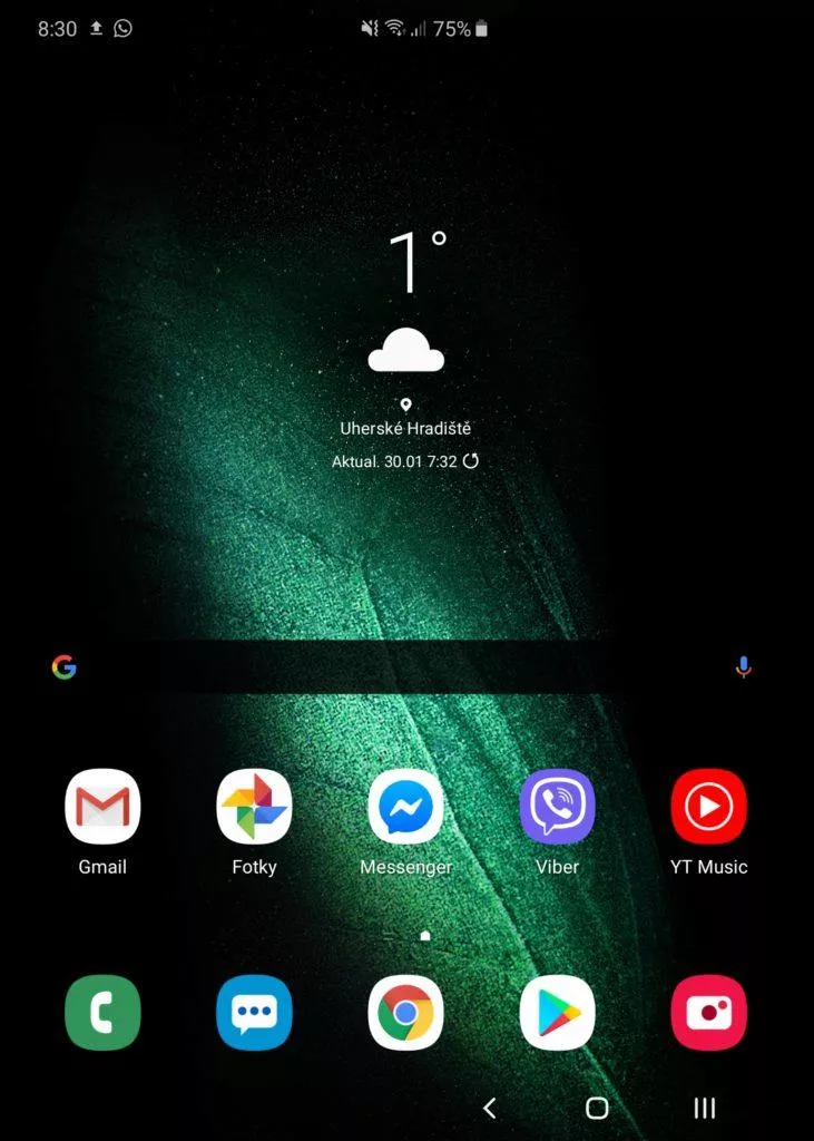 samsung galaxy fold hlavni displej launcher