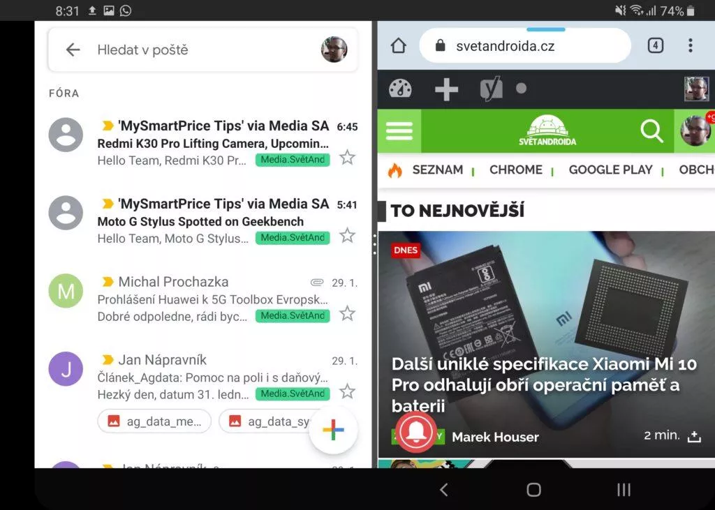 samsung galaxy fold hlavni displej multitasking