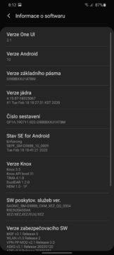 Samsung One UI 2 informace o systemu
