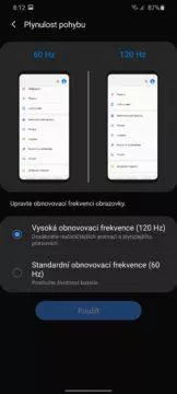 Samsung One UI 2 obnovovaci frekvence