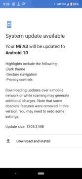 Xiaomi Mi A3 Android 10 update náhled