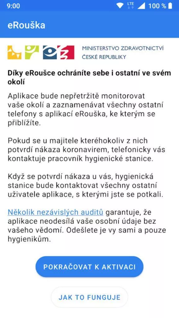 aplikace eRouška screen 1