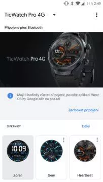 Aplikace Wear OS hlavní obrazovka