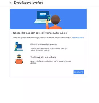 dvoufaktorové oveření google služby gmail