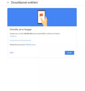 dvoufázové ověření google účet