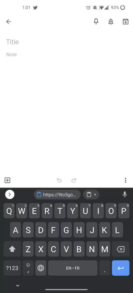 Gboard vkládání textu 1