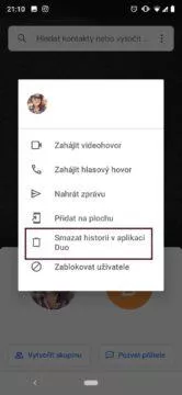 jak smazat historii Google Duo