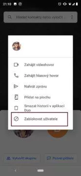 jak zablokovat uživatele aplikace Google Duo