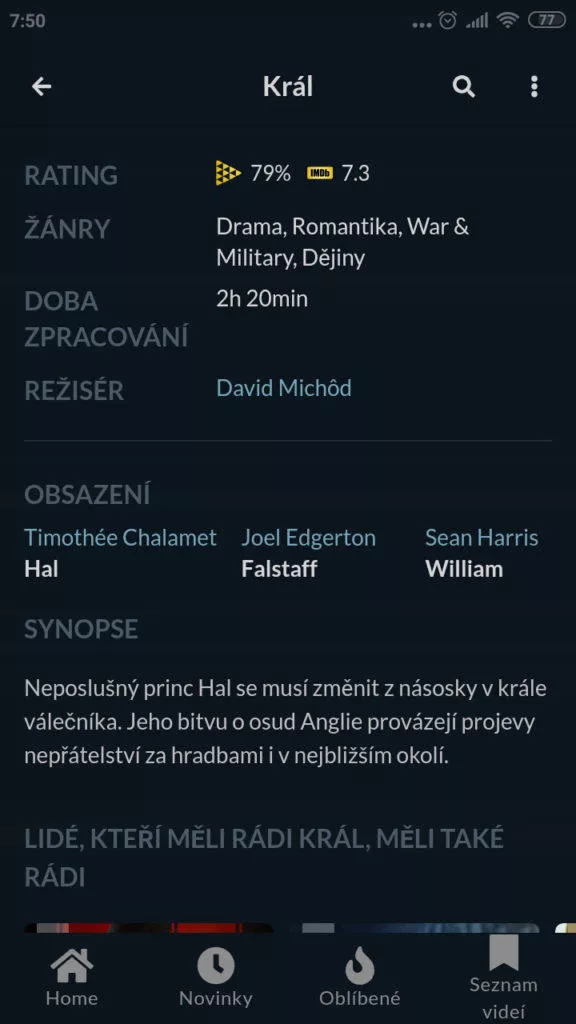 Android aplikace JustWatch seriály