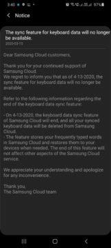 klávesnice Samsung Cloud konec zálohování screen