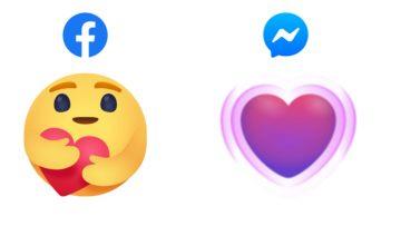 Facebook nová reakce péče a Messenger pulsující srdce