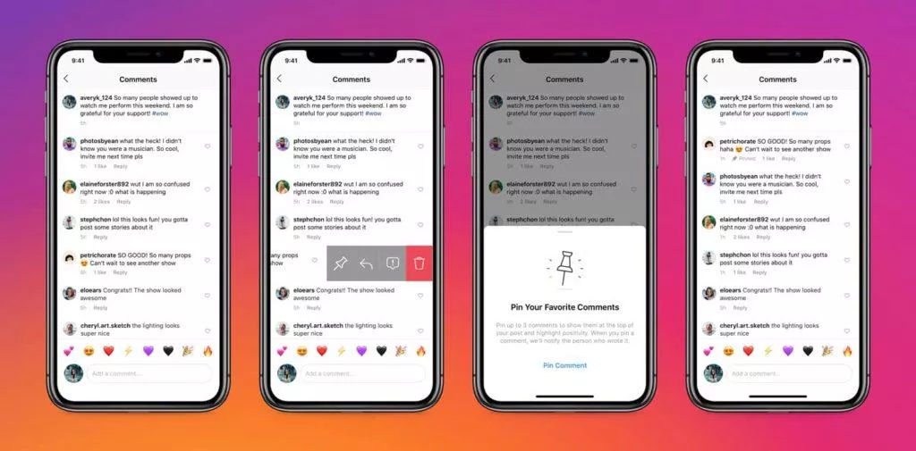 Instagram mazání připínání komentářů ukazka 2