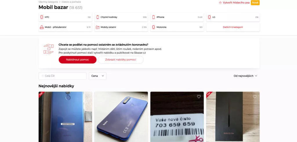 sbazar.cz použitý mobil