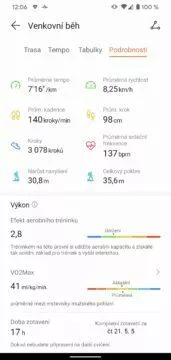 aplikace Huawei Health Zdraví detail sportovniho vykonu 5