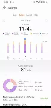 aplikace Huawei Health Zdraví spanek 2