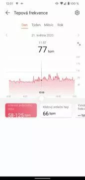 aplikace Huawei Health Zdraví tepova frekvence 1