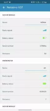 aplikace Netatmo Weather data z modulů