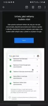 automatické mazání uživatelksých dat Google e-mailové oznámení nastavení reklam