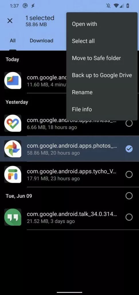 Files od Googlu zamykatelná složka pridavani souboru