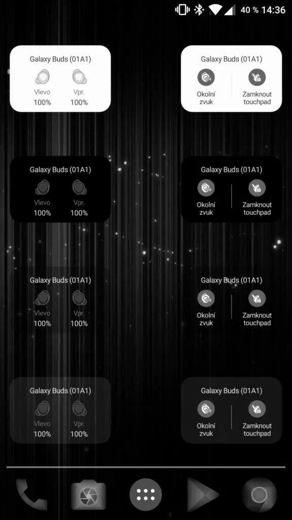 Galaxy Buds widgety nahled