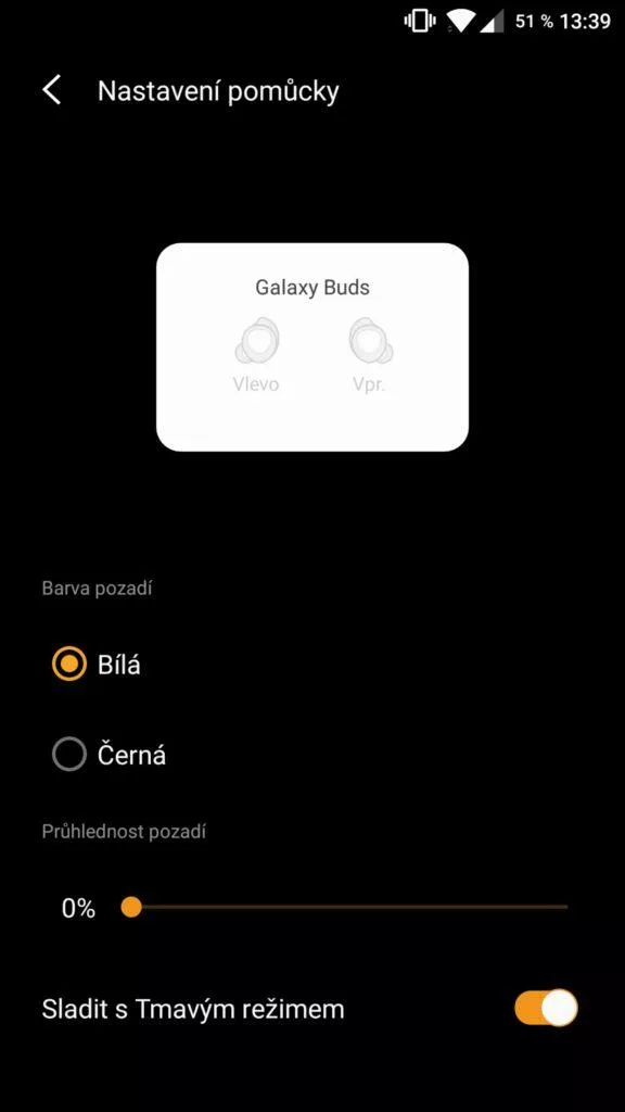 Galaxy Buds widgety nastaveni 2