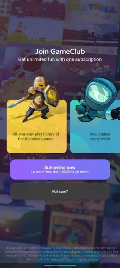 GameClub Android cena