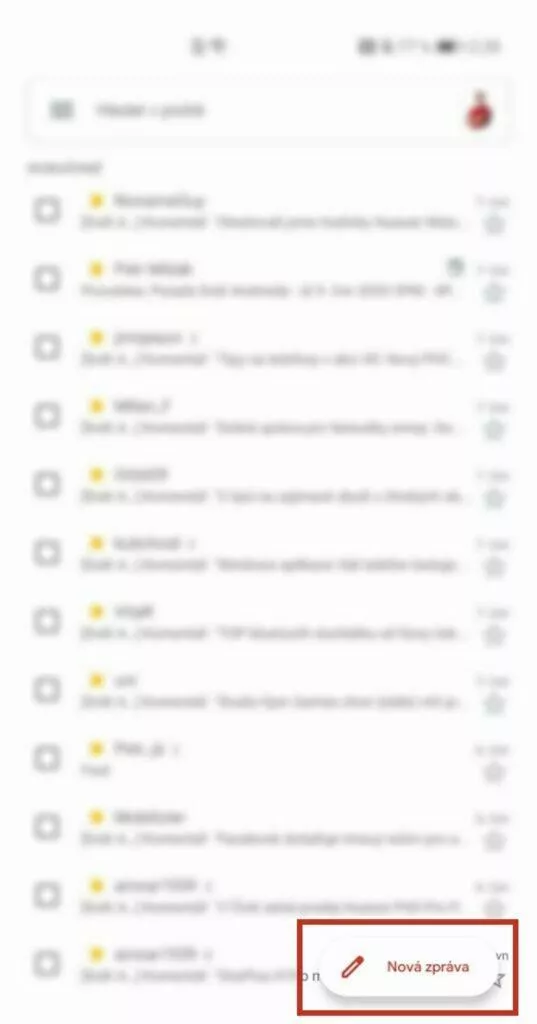 Gmail upravené tlačítko pro vytvoření zprávy screen 1