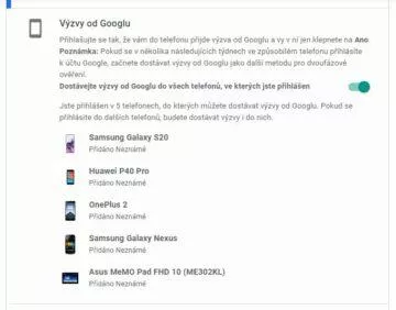 Google dvoufázové ověření automatické výzvy pro všechny telefony