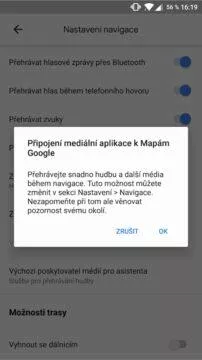 Google Mapy přehrávání hudby informace