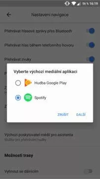 Google Mapy přehrávání hudby vyber sluzby