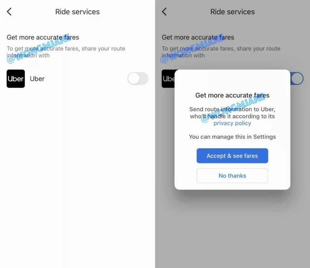 Google Mapy vypočet ceny uber