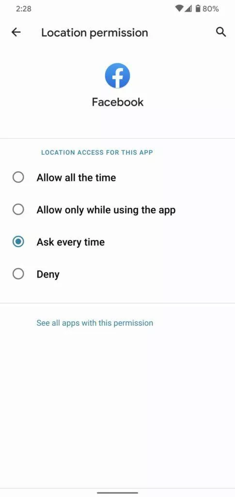 novinky android 11 beta jednorázové povolení pro aplikace 3