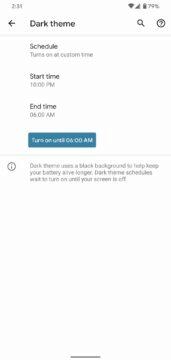 novinky android 11 beta pokročilejší načasování tmavého režimu 3