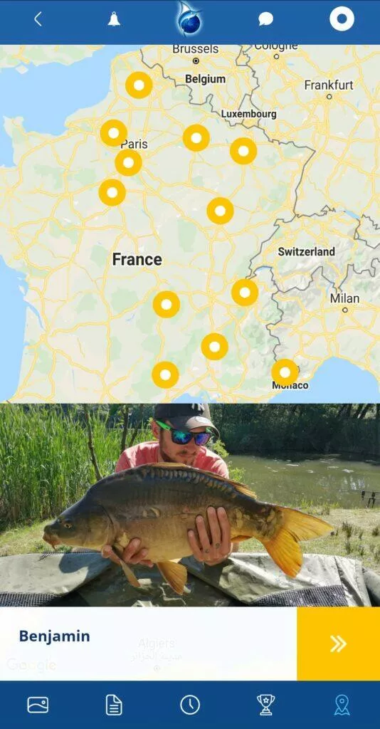 plná verze aplikace Fishsurfing průvodci Francie
